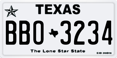 TX license plate BBO3234