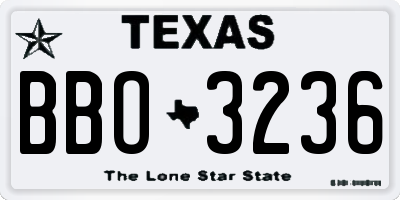 TX license plate BBO3236