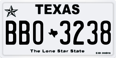 TX license plate BBO3238