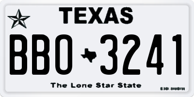 TX license plate BBO3241