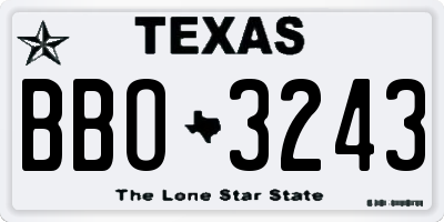 TX license plate BBO3243