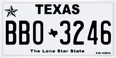 TX license plate BBO3246