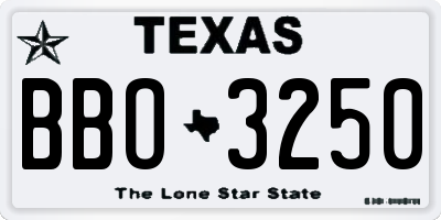 TX license plate BBO3250