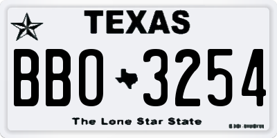 TX license plate BBO3254