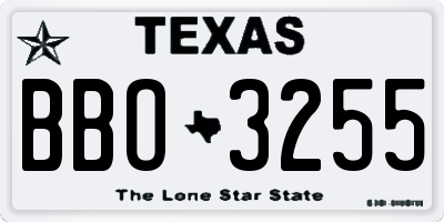 TX license plate BBO3255
