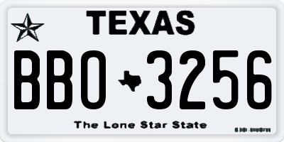 TX license plate BBO3256
