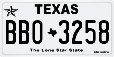 TX license plate BBO3258