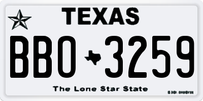 TX license plate BBO3259