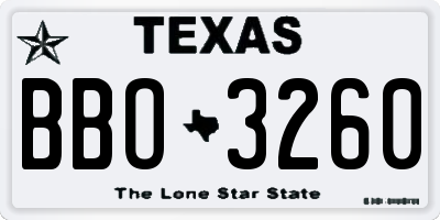TX license plate BBO3260
