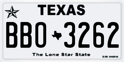 TX license plate BBO3262