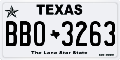 TX license plate BBO3263