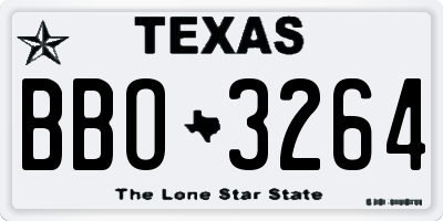 TX license plate BBO3264
