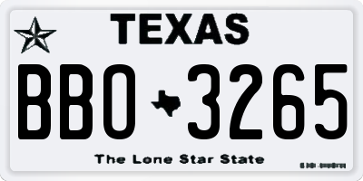 TX license plate BBO3265