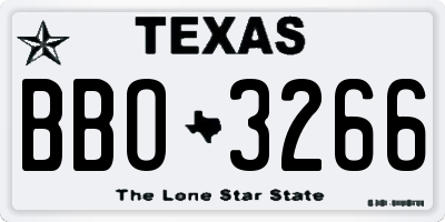 TX license plate BBO3266