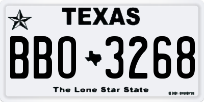 TX license plate BBO3268