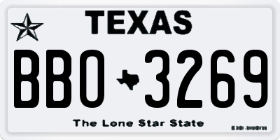 TX license plate BBO3269