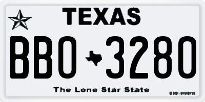 TX license plate BBO3280