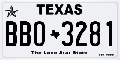 TX license plate BBO3281