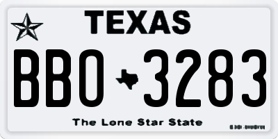 TX license plate BBO3283
