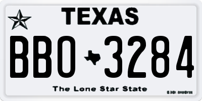 TX license plate BBO3284