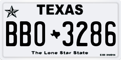 TX license plate BBO3286
