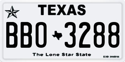 TX license plate BBO3288