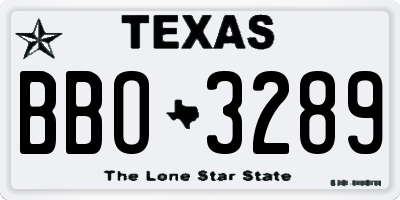 TX license plate BBO3289