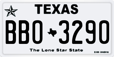 TX license plate BBO3290