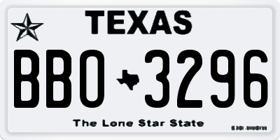 TX license plate BBO3296