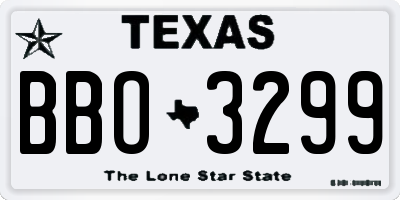 TX license plate BBO3299