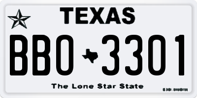 TX license plate BBO3301