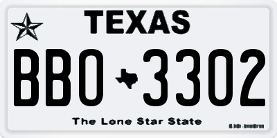 TX license plate BBO3302