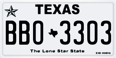 TX license plate BBO3303
