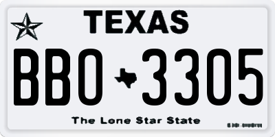 TX license plate BBO3305