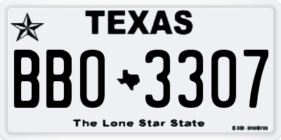 TX license plate BBO3307