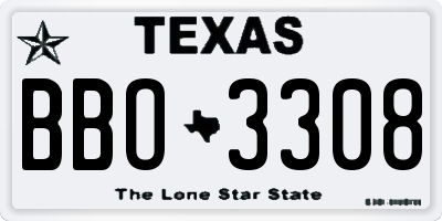 TX license plate BBO3308
