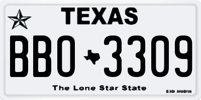 TX license plate BBO3309