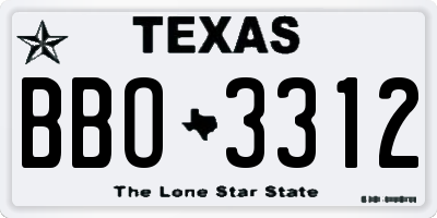 TX license plate BBO3312