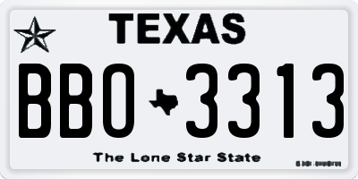 TX license plate BBO3313