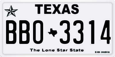 TX license plate BBO3314