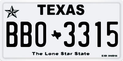TX license plate BBO3315