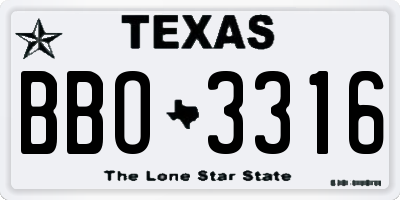 TX license plate BBO3316