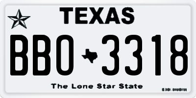 TX license plate BBO3318
