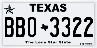 TX license plate BBO3322