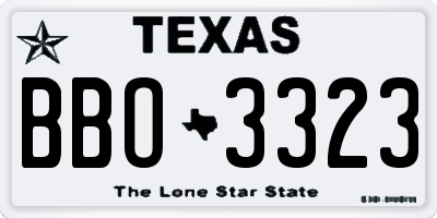 TX license plate BBO3323