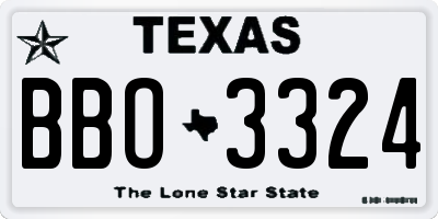 TX license plate BBO3324