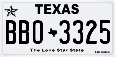 TX license plate BBO3325
