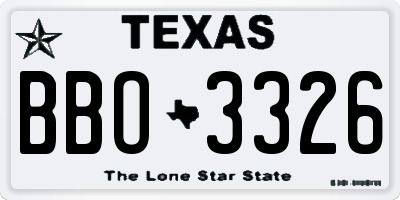 TX license plate BBO3326