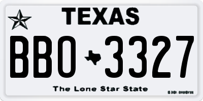 TX license plate BBO3327