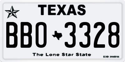 TX license plate BBO3328